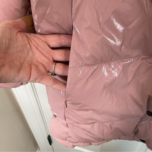 NEW With Tags Zara Dusty Pink Metallic Oversized Hooded Down Puffer Coat Medium - Picture 7 of 13